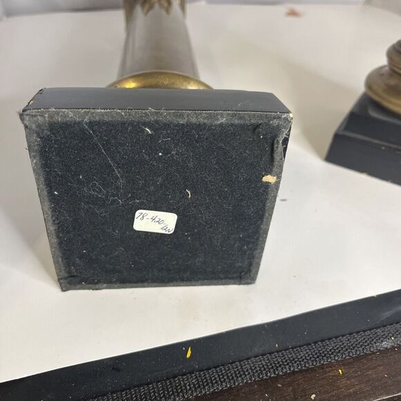 Vintage Pair of Brass Column Candlestick Holder 15” Tall MCM Very Heavy - Picture 10 of 11